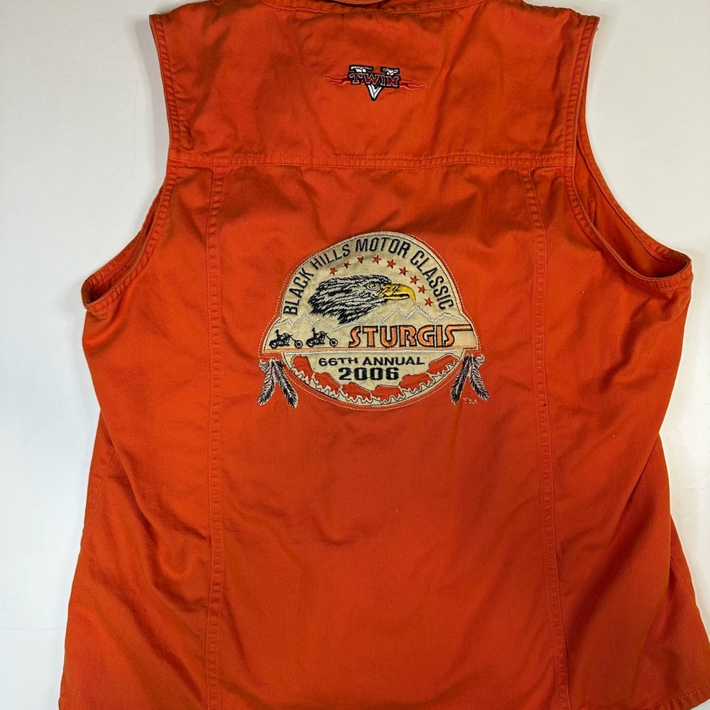 Sturgis Black Hills Motor Classic 66th Annual 2006 Men’s L Cut Off Orange Vest